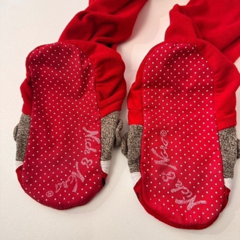 Nick & Nora Footed Pajamas Womens S Red Long Sleeve Sock Monkey Fleece Sleepwear - Picture 5 of 12